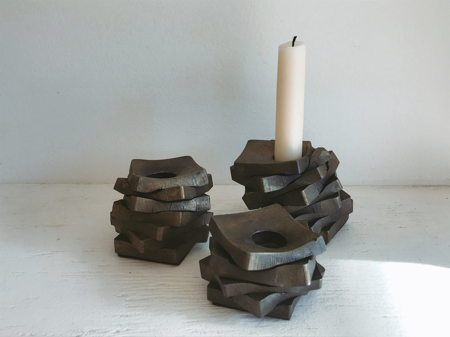 Forged Iron Mid Stack Candle Holder