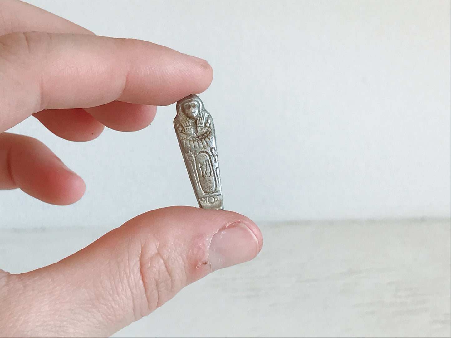 Miniature Pewter Egyptian Sarcophagus