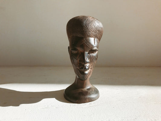 African Ebony Wood Hand Carved Bust