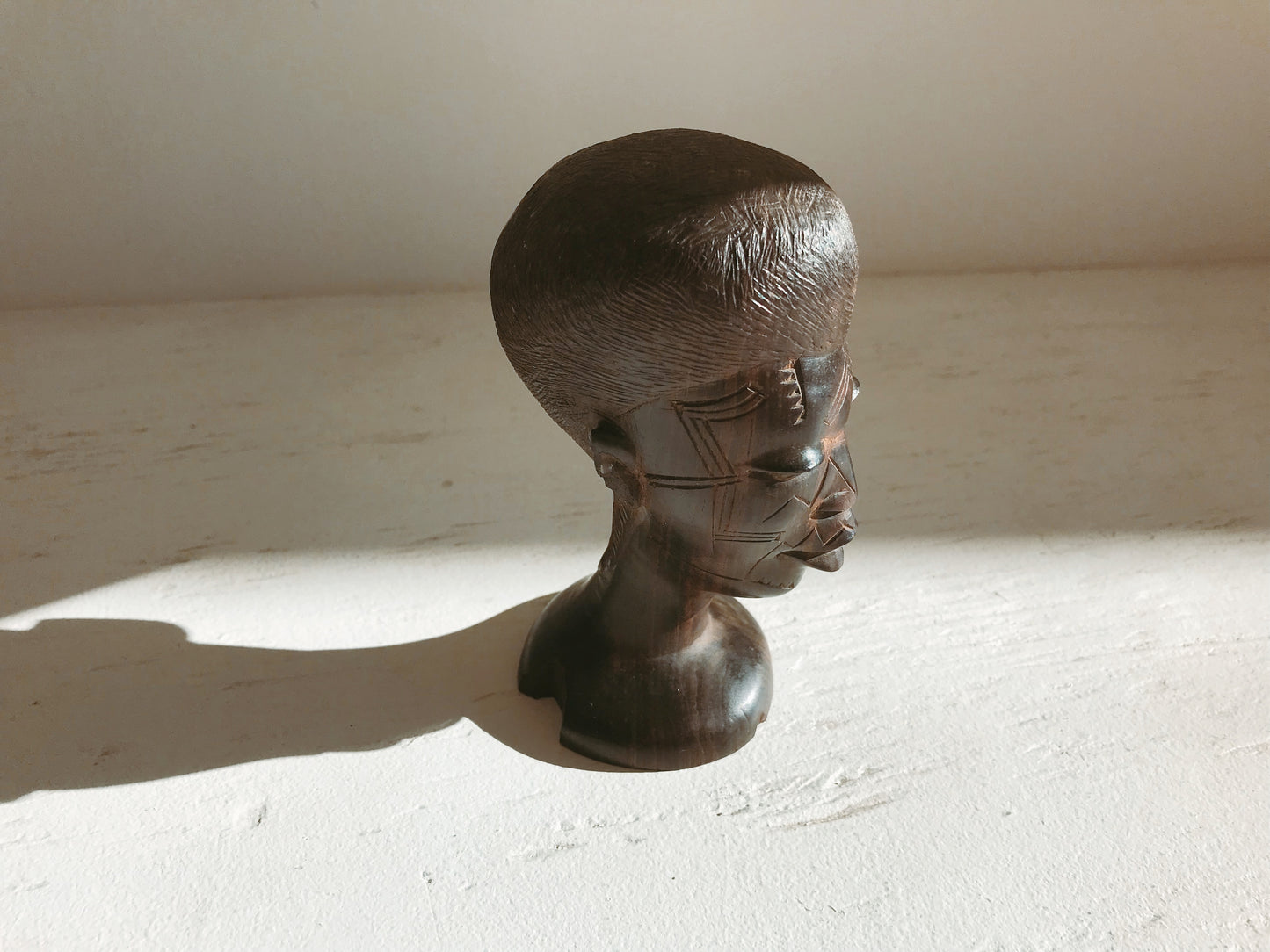 African Ebony Wood Hand Carved Bust