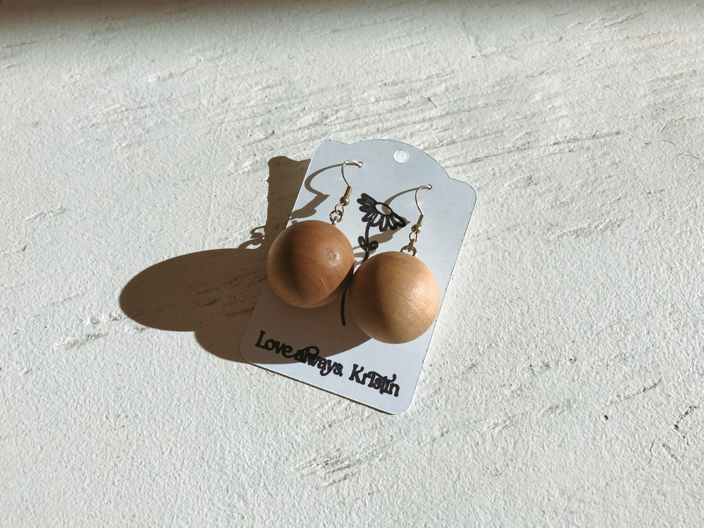 Wooden Sphere Earrings