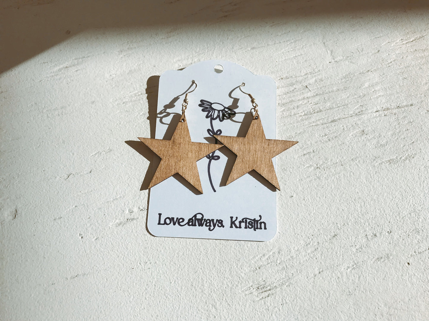 Wooden Big Star Earrings