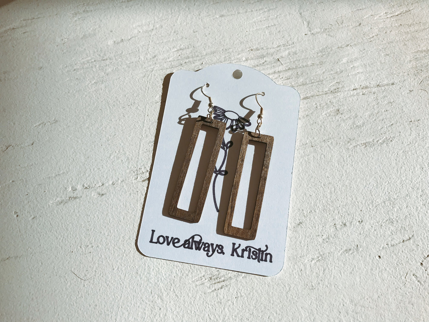 Dark Wooden Rectangle Earrings