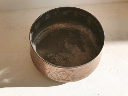 Mamluk Revival Hand-Etched Copper Bowl