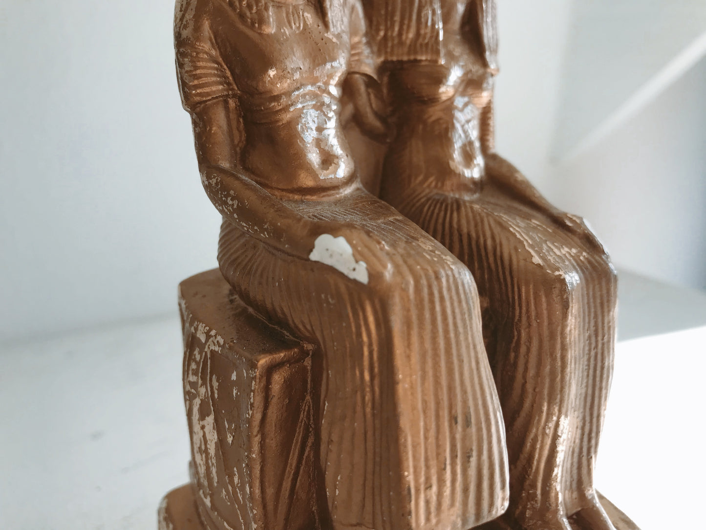 Egyptian Revival Chalkware Royal Egyptian Couple Statue