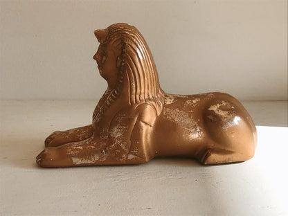 Egyptian Revival Chalkware Sphinx Statue