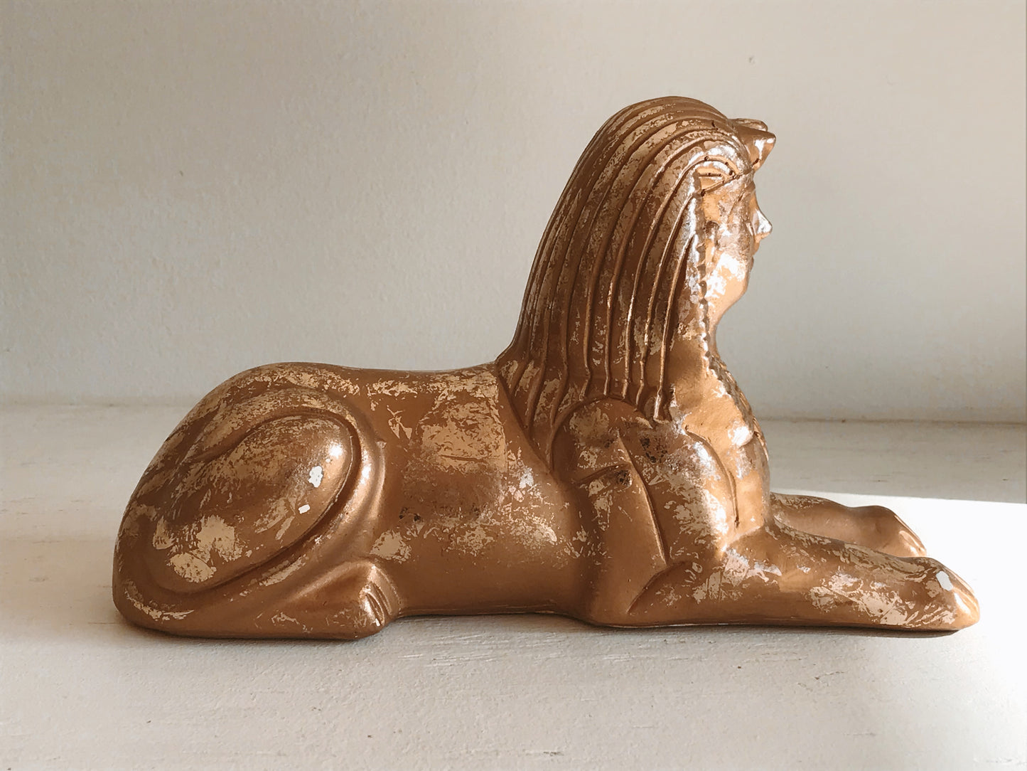 Egyptian Revival Chalkware Sphinx Statue