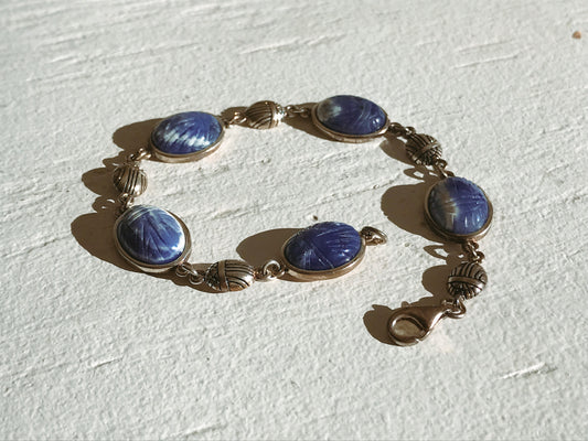 Sterling Silver & Sodalite Scarab Bracelet