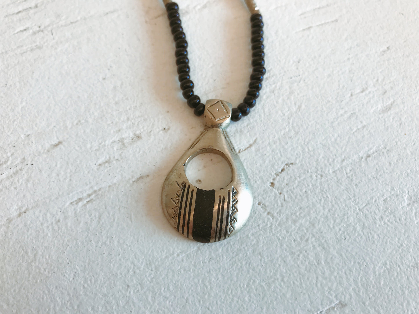 Tuareg Silver & Ebony Amulet Necklace